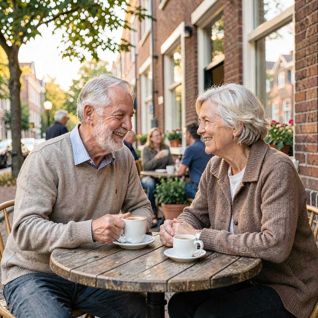Modne singler over 45 der taler afslappet sammen over kaffe