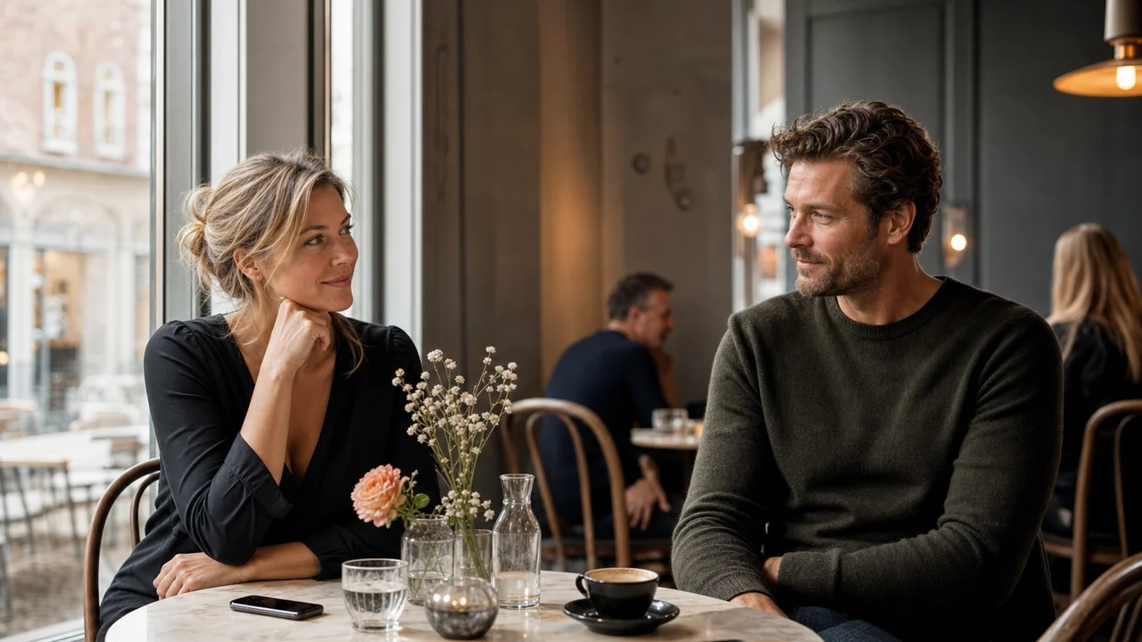Diskret dating i en rolig café i Danmark