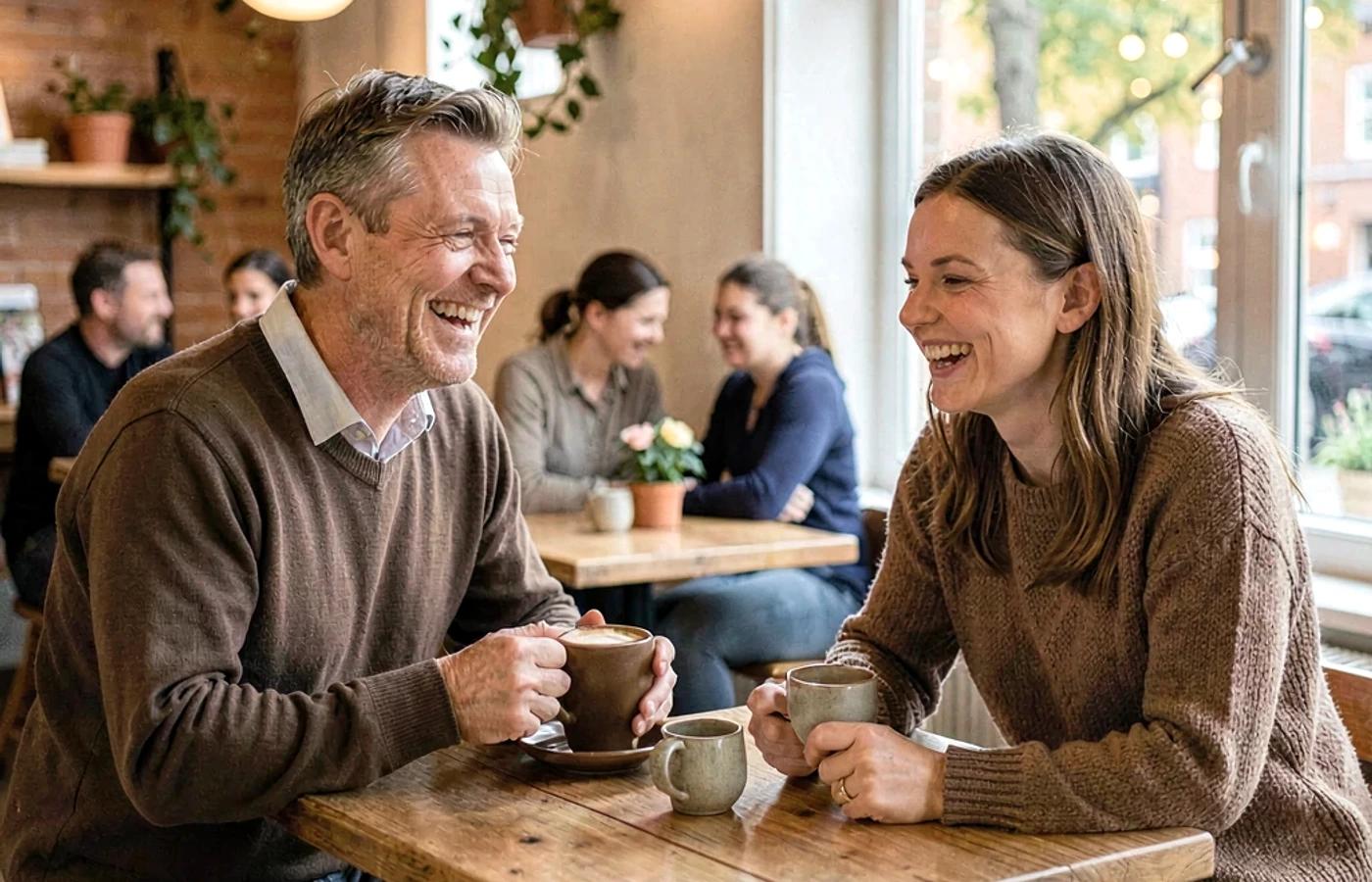 To danske singler på en hyggelig café